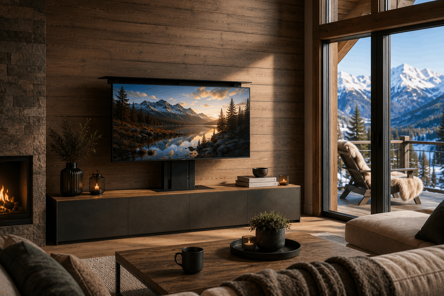 Tv-heis på vei ut av møbel